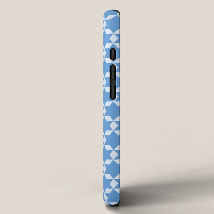 Star Tiles Geometric Pattern in Blue iPhone Case Gallery Image 2