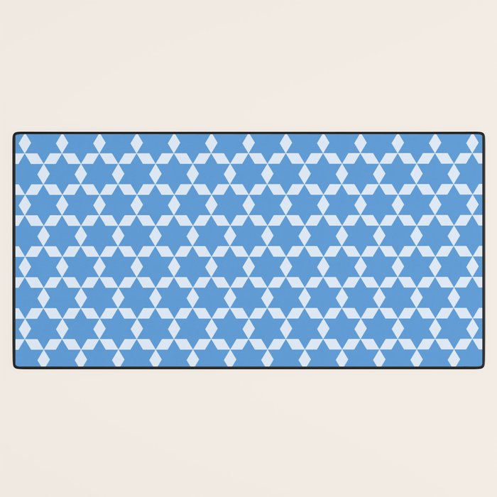 Star Tiles Geometric Pattern in Blue Desk Mat Gallery Image 3