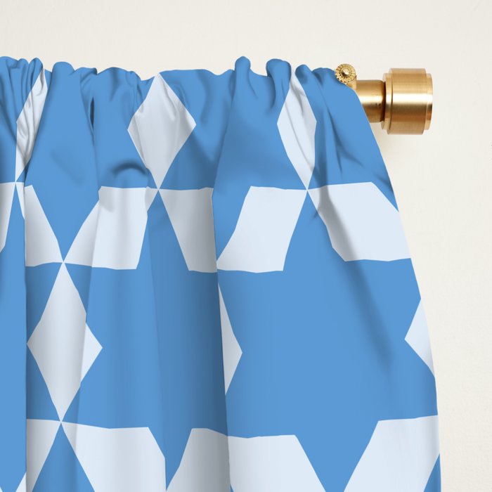 Star Tiles Geometric Pattern in Blue Window Curtain Gallery Image 2
