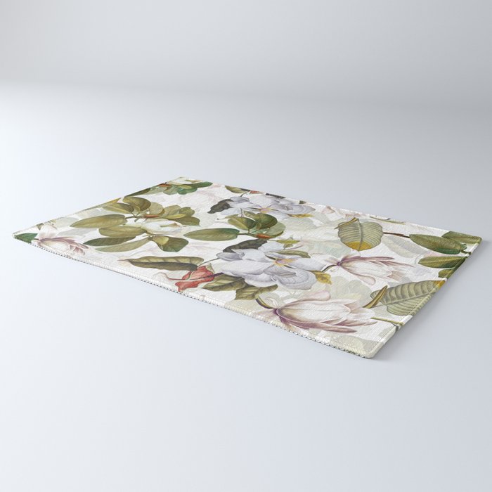 Vintage & Shabby Chic - Spring Flowers Magnolia Botanical Garden Rug Gallery Image 3