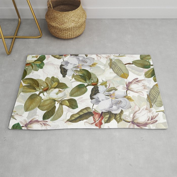 Vintage & Shabby Chic - Spring Flowers Magnolia Botanical Garden Rug Gallery Image 1