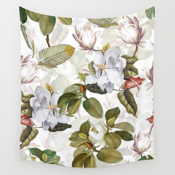 Vintage & Shabby Chic - Spring Flowers Magnolia Botanical Garden Wall Tapestry Gallery Image 4