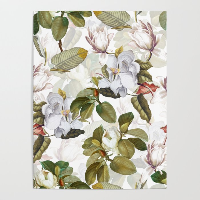 Vintage & Shabby Chic - Spring Flowers Magnolia Botanical Garden Poster Gallery Image 1
