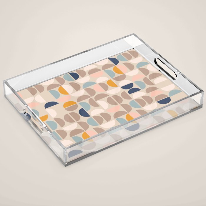 Mid Century Modern organic geometric pattern 1 Acrylic Tray Gallery Image 1