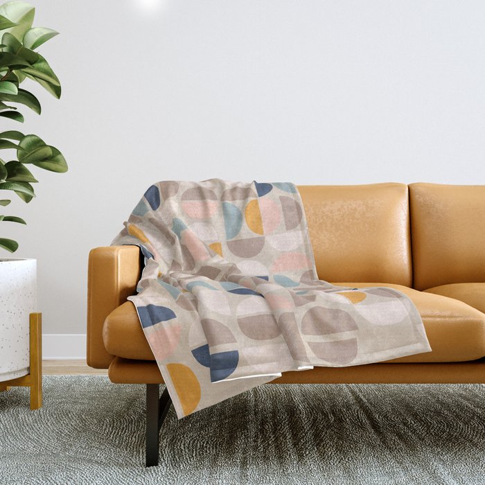Mid Century Modern organic geometric pattern 1 Throw Blanket Gallery Image 1