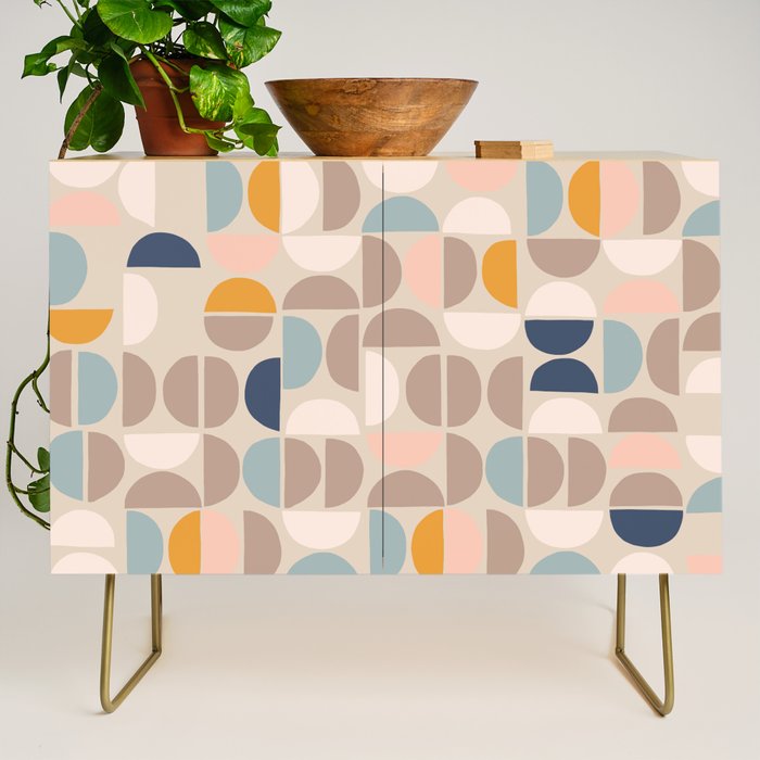Mid Century Modern organic geometric pattern 1 Credenza Gallery Image 1