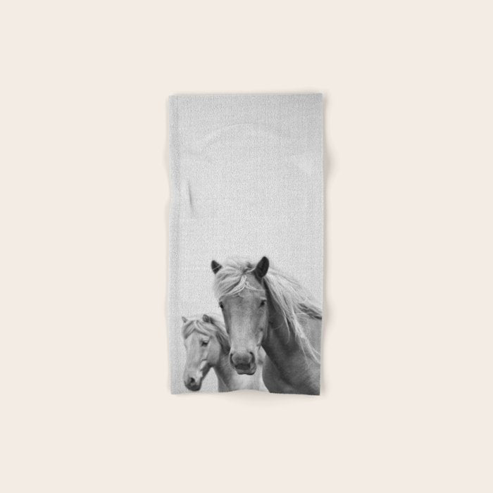 Horses - Black & White Bath Towel Gallery Image 1