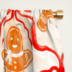 Festive Gingerbread Men and Red Bows Christmas Pattern Window Curtain Gallery Image 2