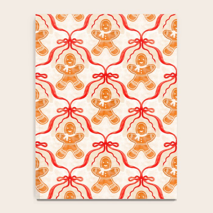 Festive Gingerbread Men and Red Bows Christmas Pattern Notebook Gallery Image 4