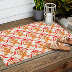 Festive Gingerbread Men and Red Bows Christmas Pattern Outdoor Rug Gallery Image 2