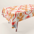 Festive Gingerbread Men and Red Bows Christmas Pattern Tablecloth Gallery Image 1