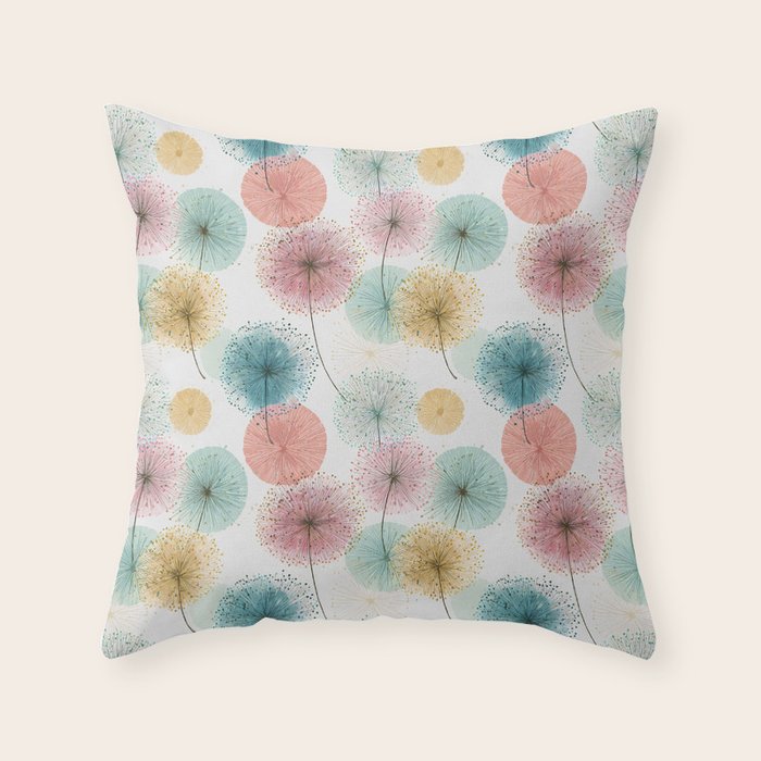 Abstract Dandelion Print in Retro Colors Throw Pillow Gallery Image 6