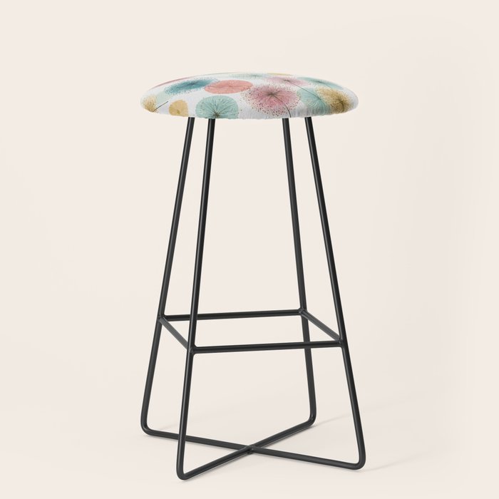 Abstract Dandelion Print in Retro Colors Stool Gallery Image 1