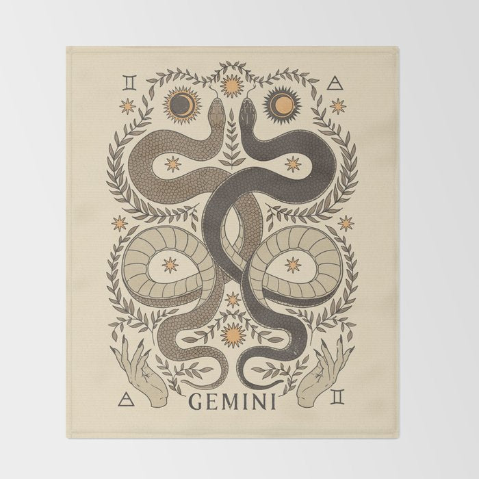 Gemini, The Twins Throw Blanket Gallery Image 2