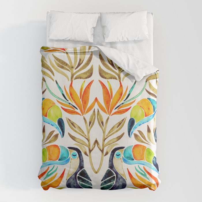 Tropical Toucans - Sepia Palette Duvet Cover Gallery Image 6