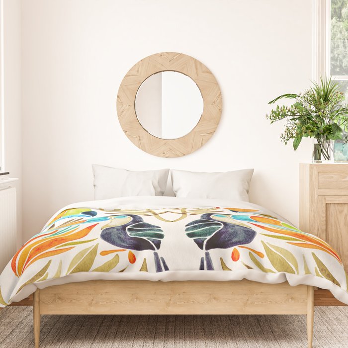 Tropical Toucans - Sepia Palette Duvet Cover Gallery Image 3