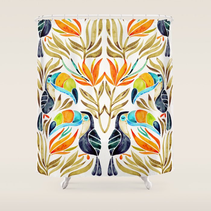 Tropical Toucans - Sepia Palette Shower Curtain Gallery Image 1