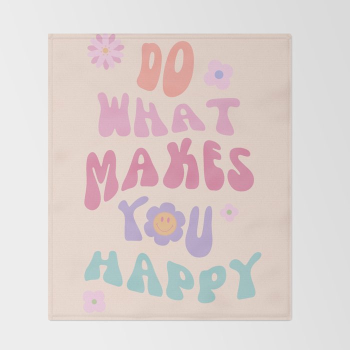Danish Pastel Retro Inspirational Quote Throw Blanket Gallery Image 2