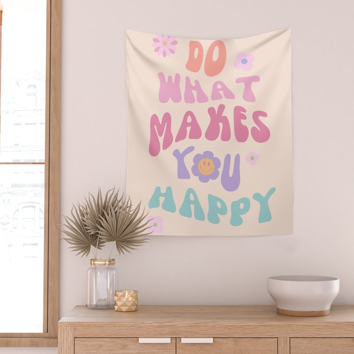 Danish Pastel Retro Inspirational Quote Wall Tapestry Gallery Image 2