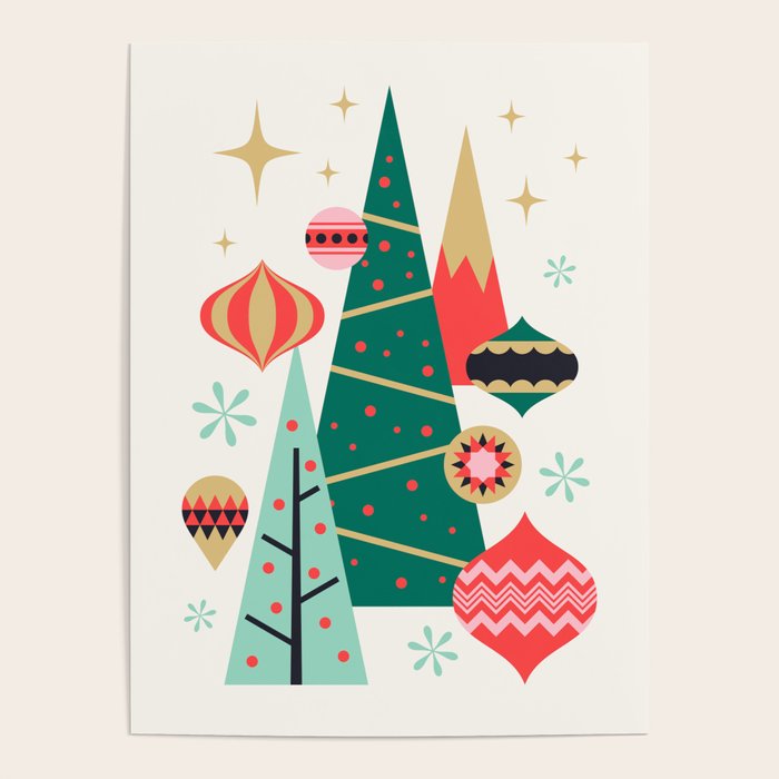 Retro Christmas Card Theme - Plain White Poster Gallery Image 4