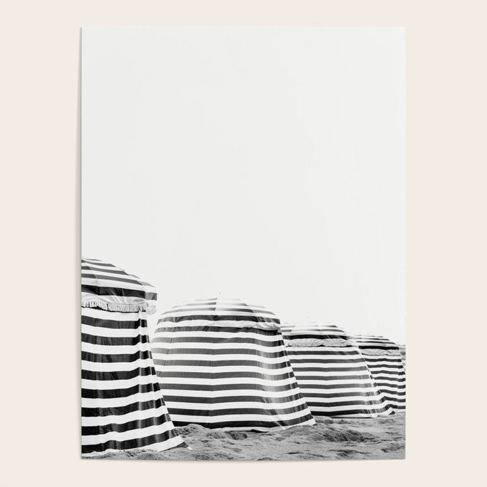 Beach Stripes - Minimalist Black and White Photography Poster Gallery Image 4