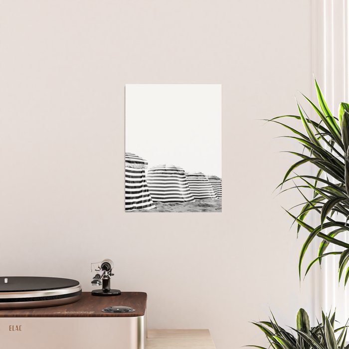 Beach Stripes - Minimalist Black and White Photography Poster Gallery Image 2