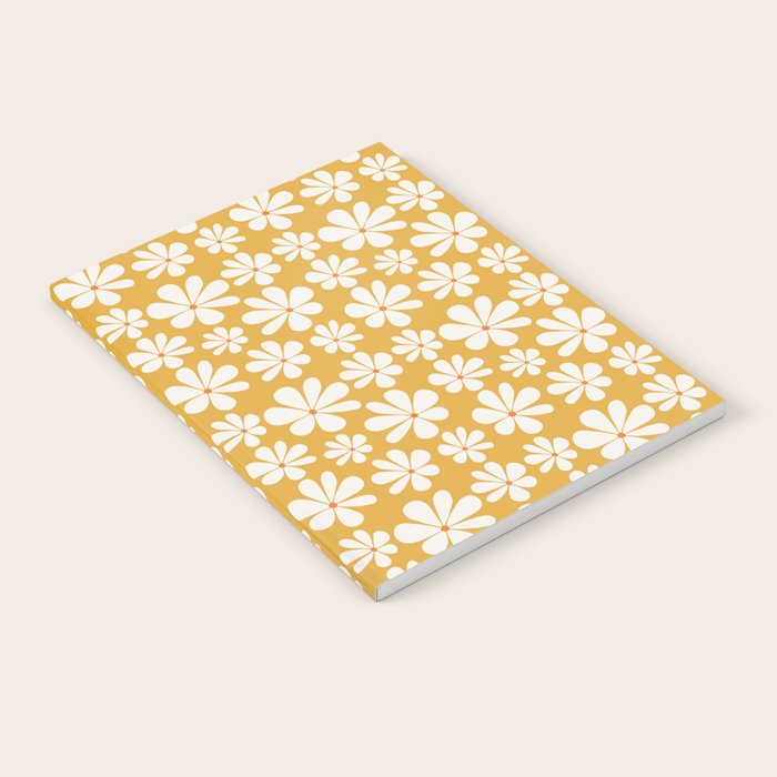 Retro Daisy Pattern - Golden Yellow Notebook Gallery Image 1