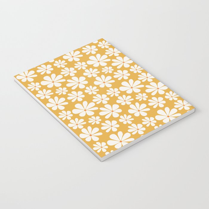 Retro Daisy Pattern - Golden Yellow Notebook Gallery Image 3