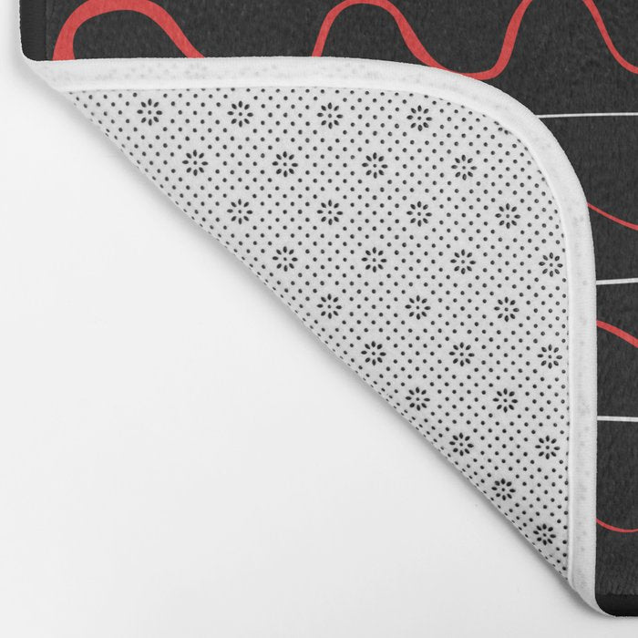 Red Black White Abstract Modern Vector Art Bath Mat Gallery Image 2