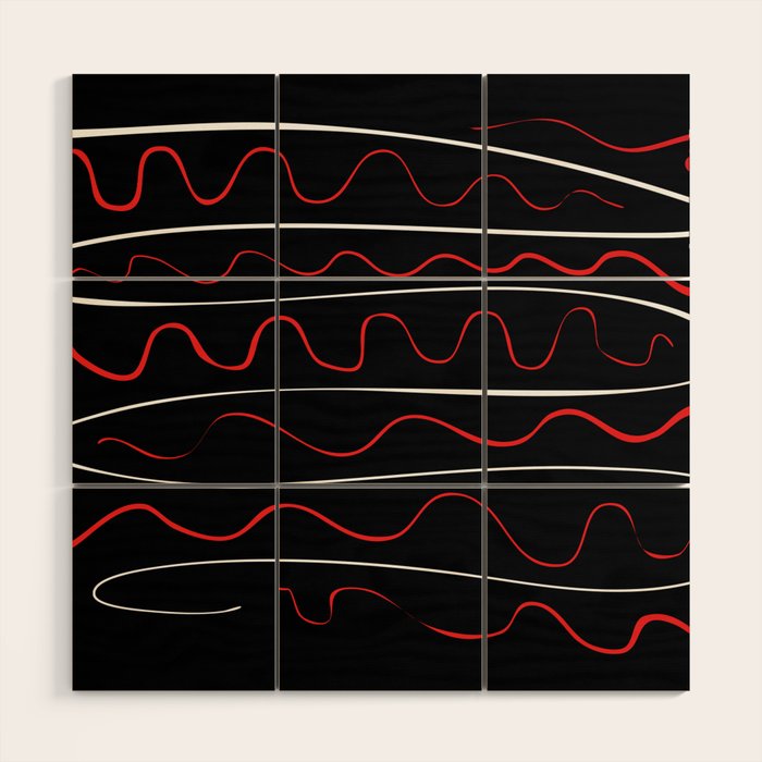 Red Black White Abstract Modern Vector Art Wood Wall Art Gallery Image 1