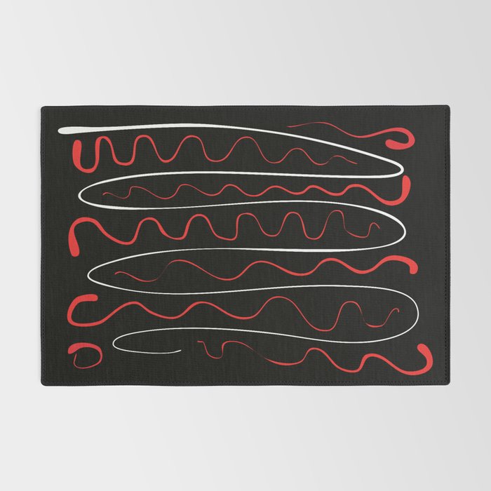 Red Black White Abstract Modern Vector Art Rug Gallery Image 2