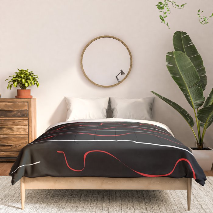 Red Black White Abstract Modern Vector Art Comforter Gallery Image 3