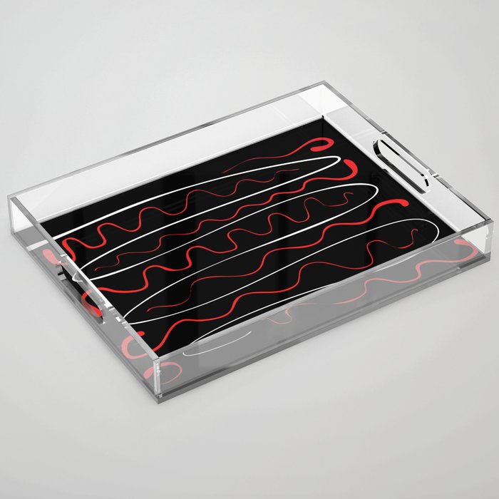 Red Black White Abstract Modern Vector Art Acrylic Tray Gallery Image 1