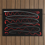 Red Black White Abstract Modern Vector Art Outdoor Rug Gallery Image 1