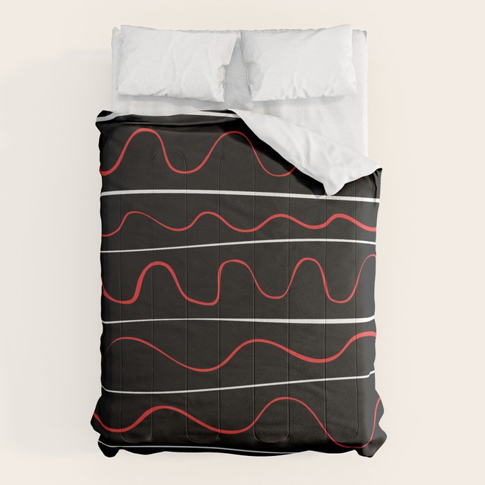 Red Black White Abstract Modern Vector Art Comforter Gallery Image 1