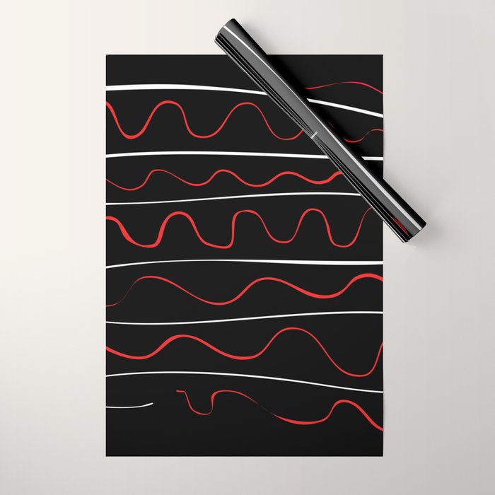 Red Black White Abstract Modern Vector Art Wrapping Paper Gallery Image 1