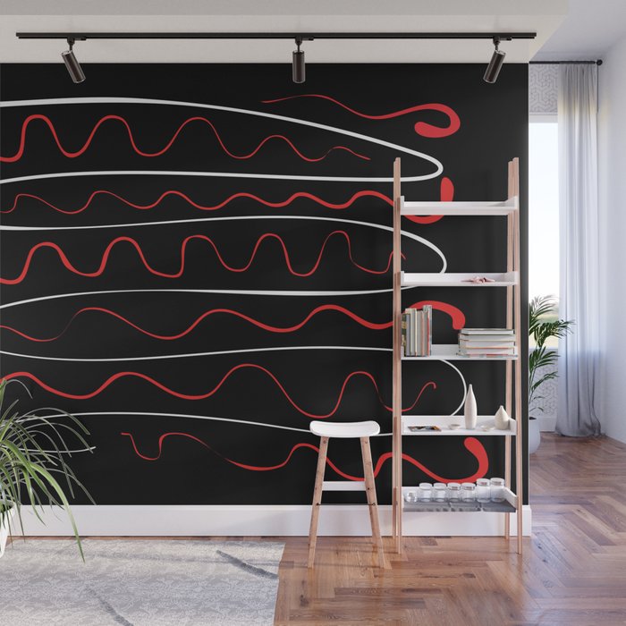 Red Black White Abstract Modern Vector Art Wall Mural Gallery Image 1