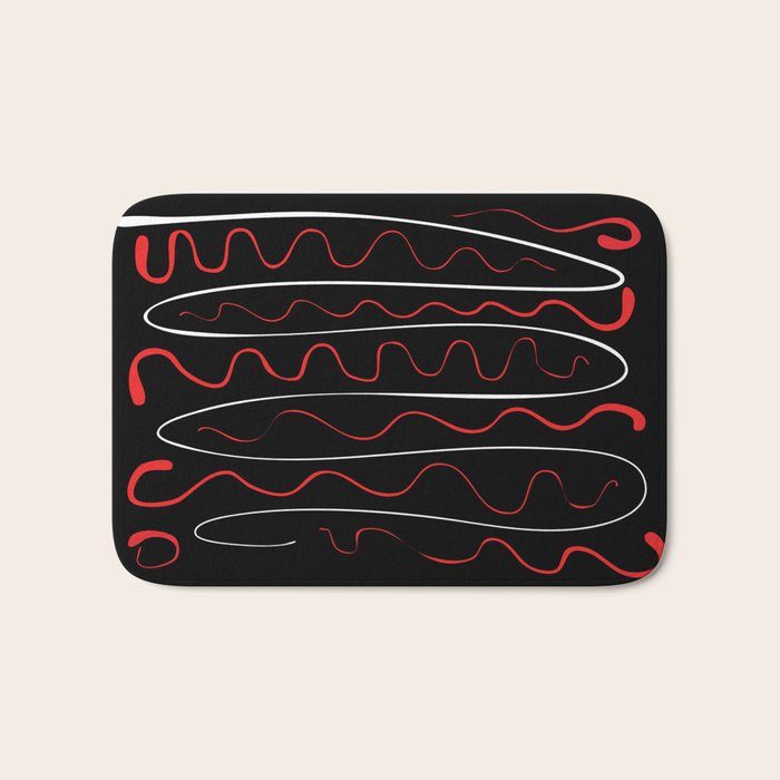 Red Black White Abstract Modern Vector Art Bath Mat Gallery Image 1