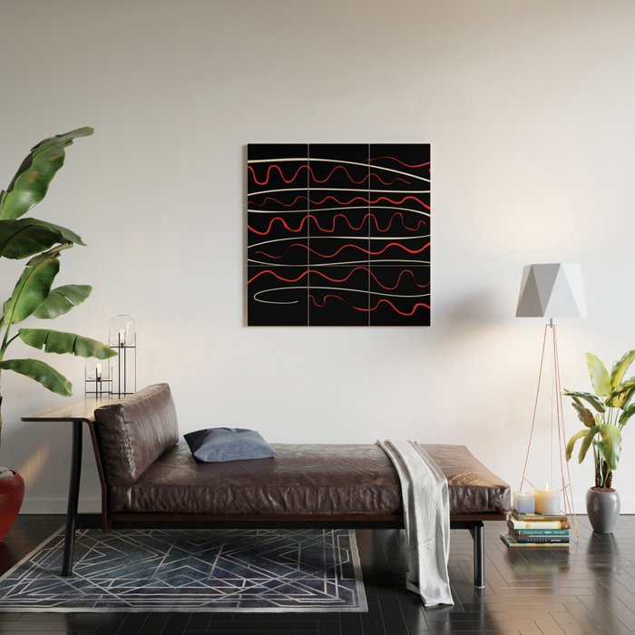 Red Black White Abstract Modern Vector Art Wood Wall Art Gallery Image 2