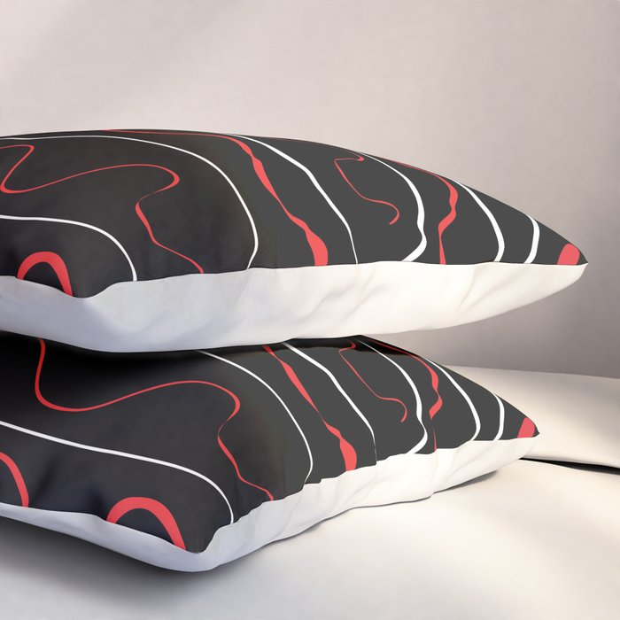 Red Black White Abstract Modern Vector Art Pillow Sham Gallery Image 3