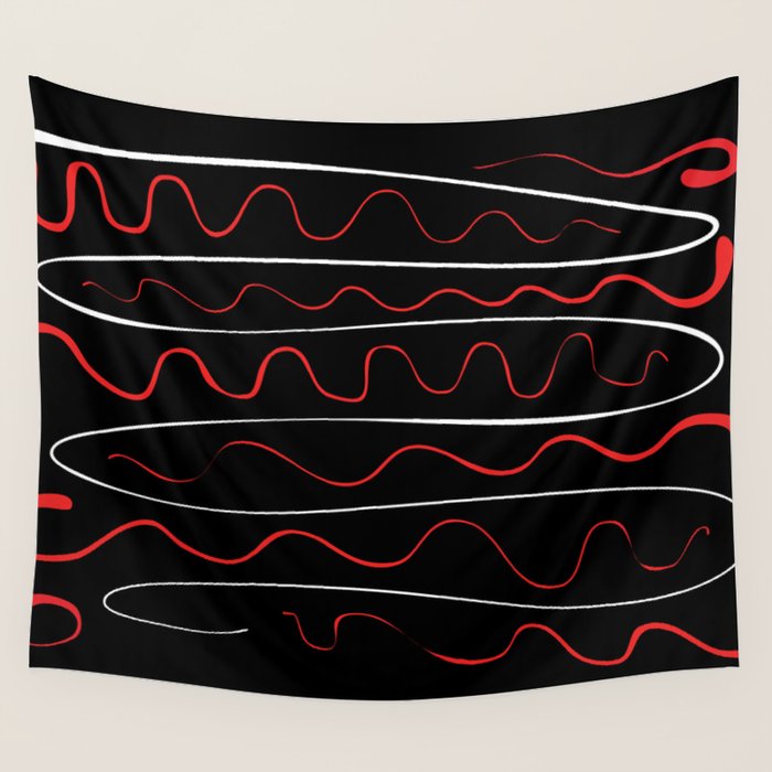 Red Black White Abstract Modern Vector Art Wall Tapestry Gallery Image 4