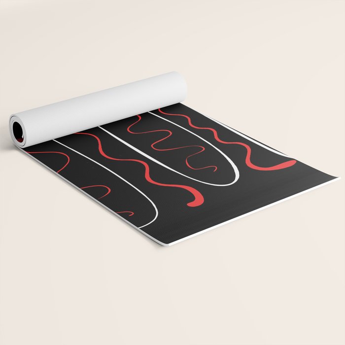 Red Black White Abstract Modern Vector Art Yoga Mat Gallery Image 2
