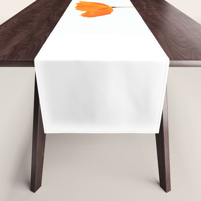 One And Only - Orange Poppy White Background #decor #society6 #buyart Table Runner Gallery Image 1