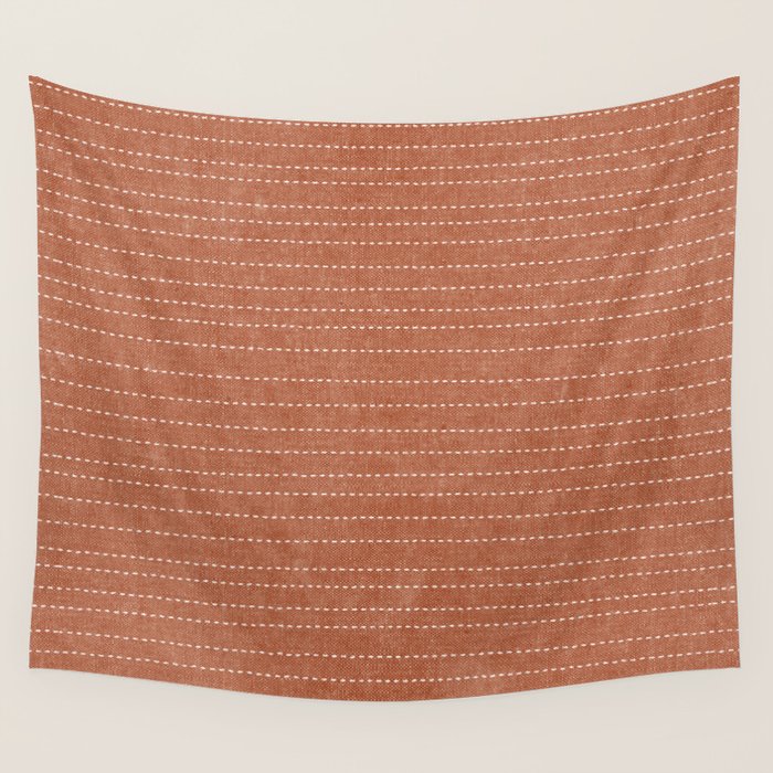 stitched stripes - ginger Wall Tapestry Gallery Image 4