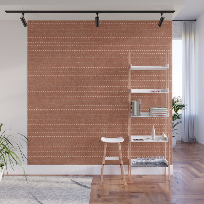 stitched stripes - ginger Wall Mural Gallery Image 1