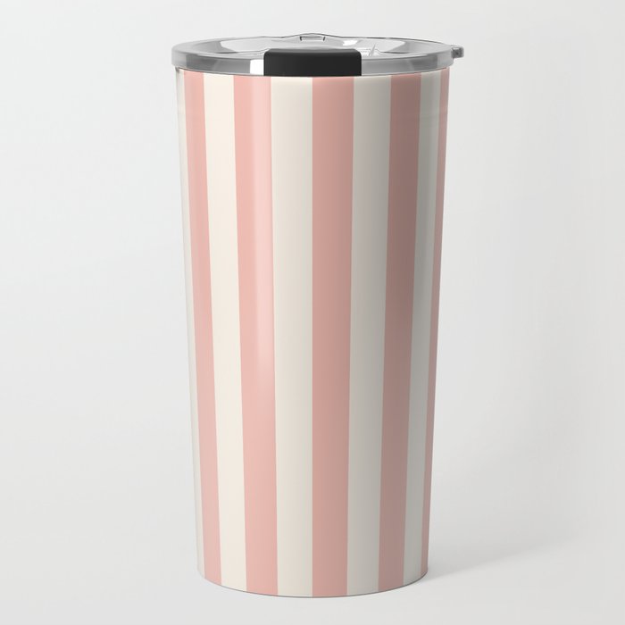 Broad Stripe - dusty pink and alabaster Travel Mug Gallery Image 1