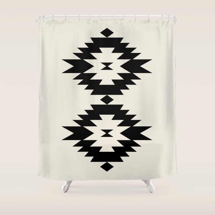 Southwestern Minimalism - Black Neutral Beige Shower Curtain Gallery Image 1