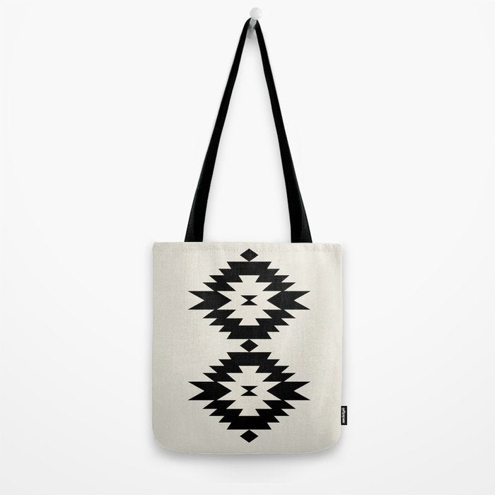 Southwestern Minimalism - Black Neutral Beige Tote Bag Gallery Image 2