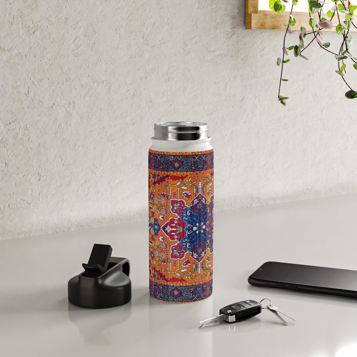 Saffron Elegance: Timeless Berber Atlas Moroccan Aesthetics Water Bottle Gallery Image 4