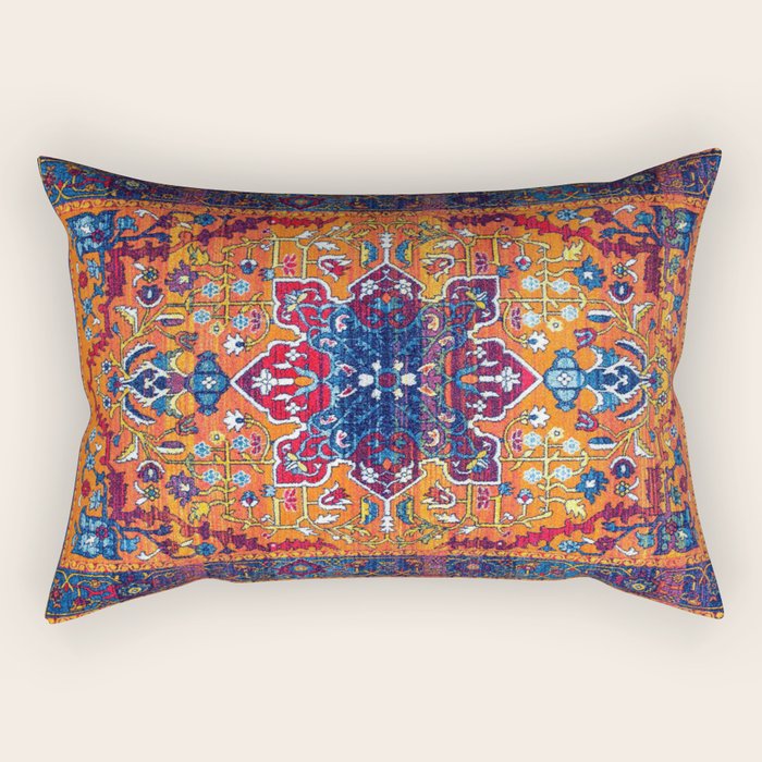 Saffron Elegance: Timeless Berber Atlas Moroccan Aesthetics Rectangular Pillow Gallery Image 1
